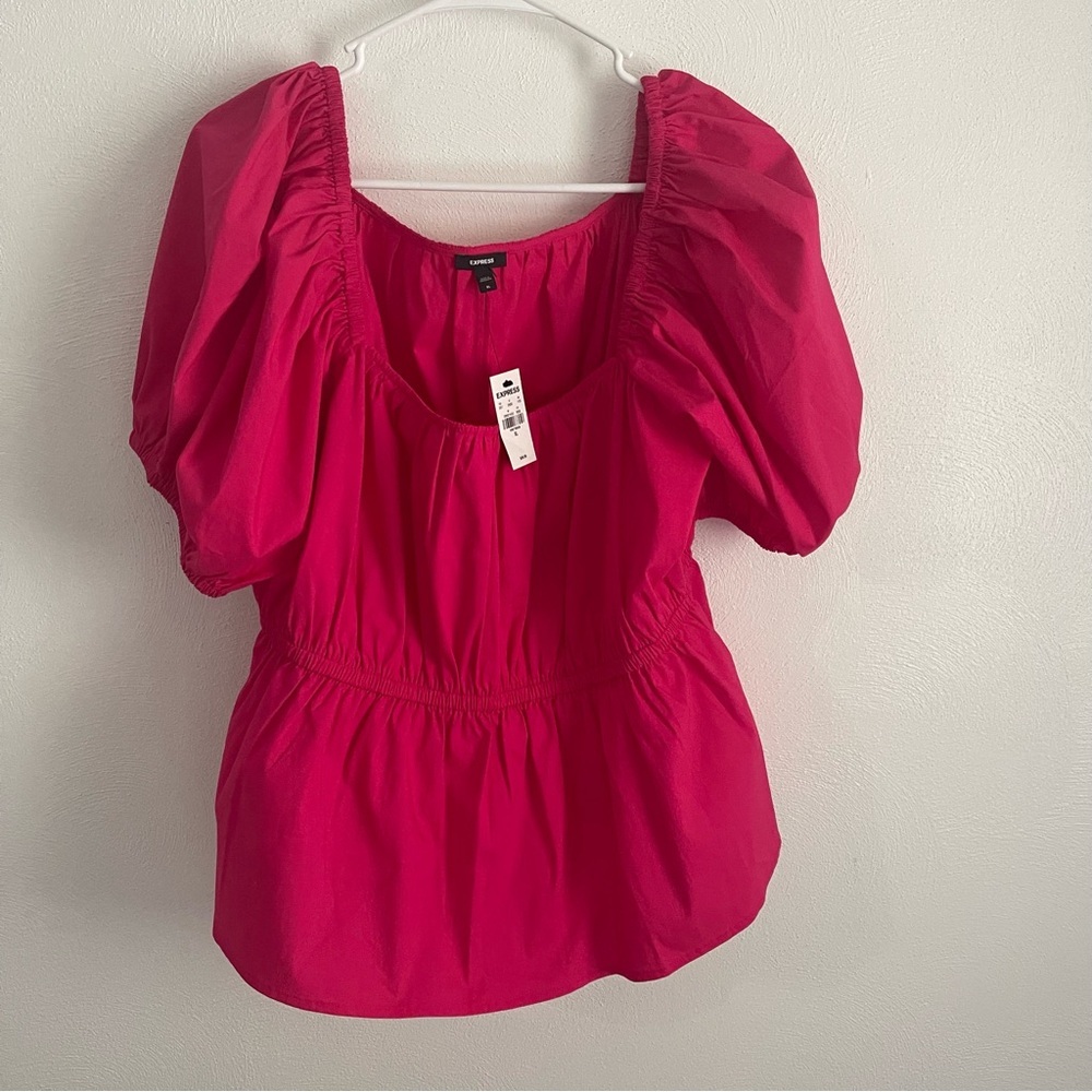 Express Pink Puff Sleeve Blouse